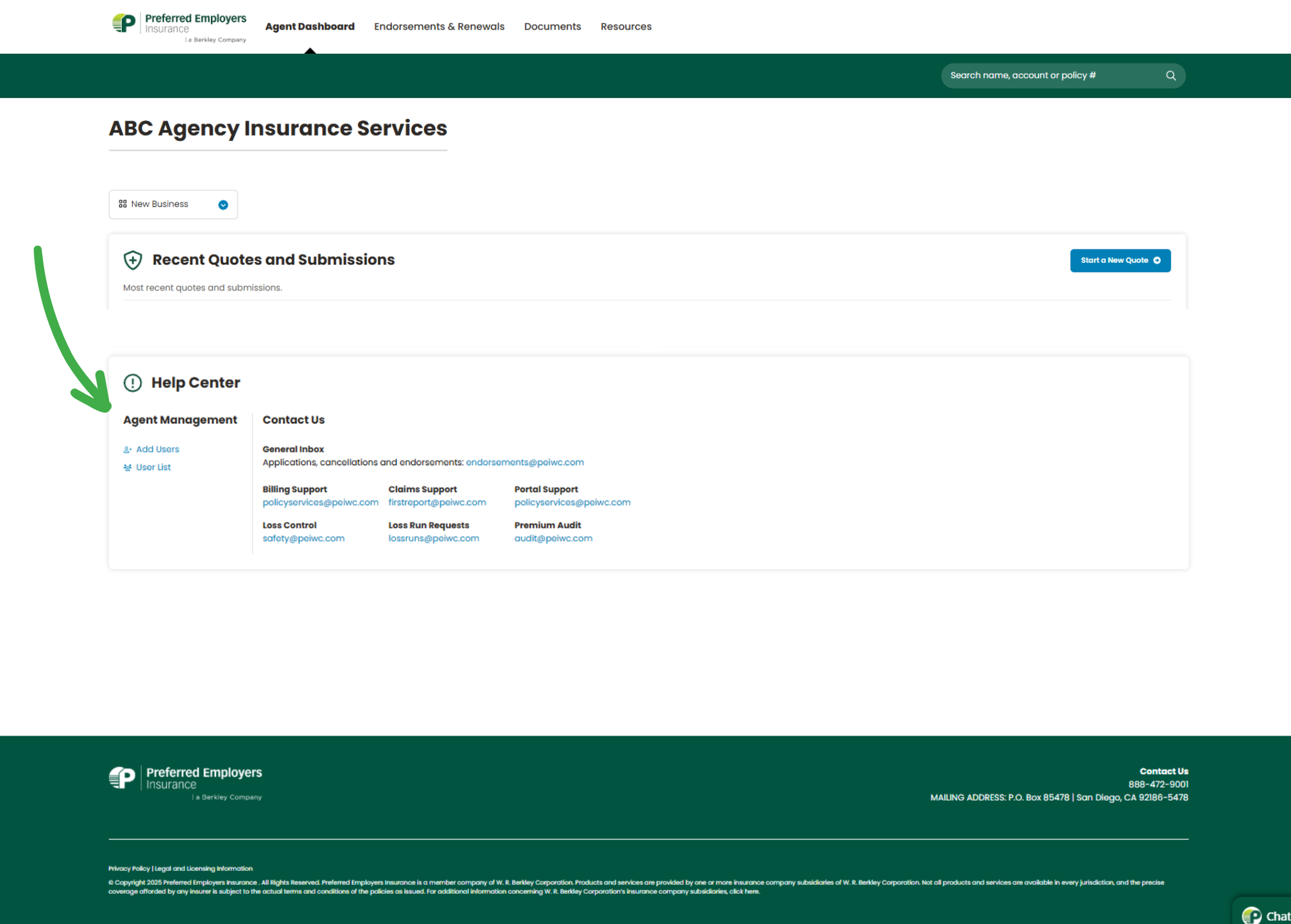 Snapshot of the Agent Dashboard